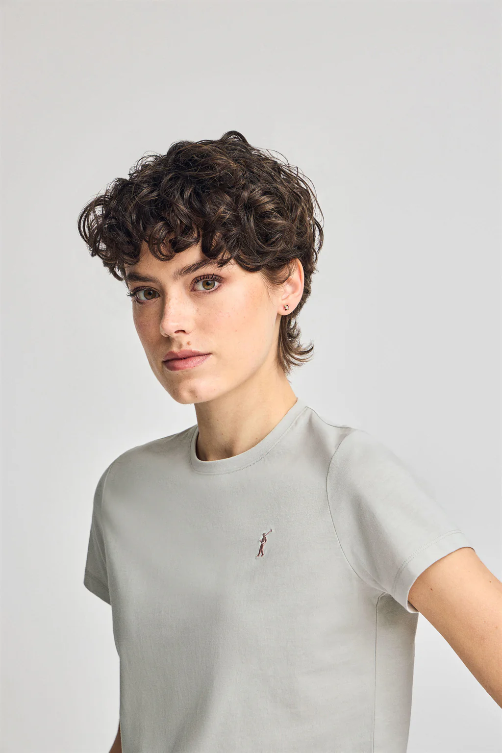 Light-grey round-neck T-shirt with Rigby Go embroidery - Image 3