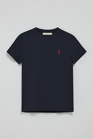 Navy-blue round-neck T-shirt with Rigby Go embroidery - Image 9