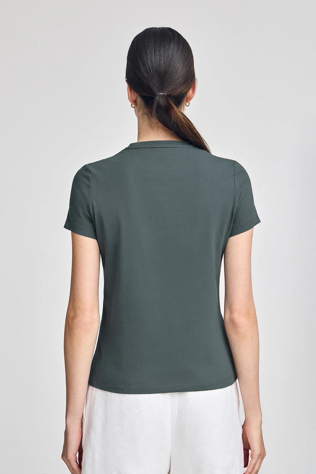 Stone-grey round-neck T-shirt with Rigby Go embroidery - Image 2