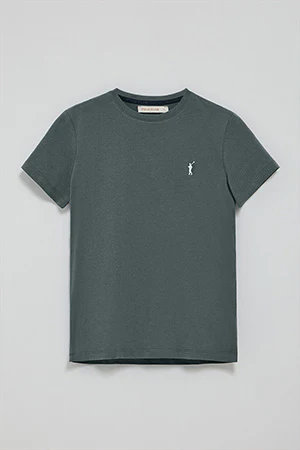 Stone-grey round-neck T-shirt with Rigby Go embroidery - Image 9