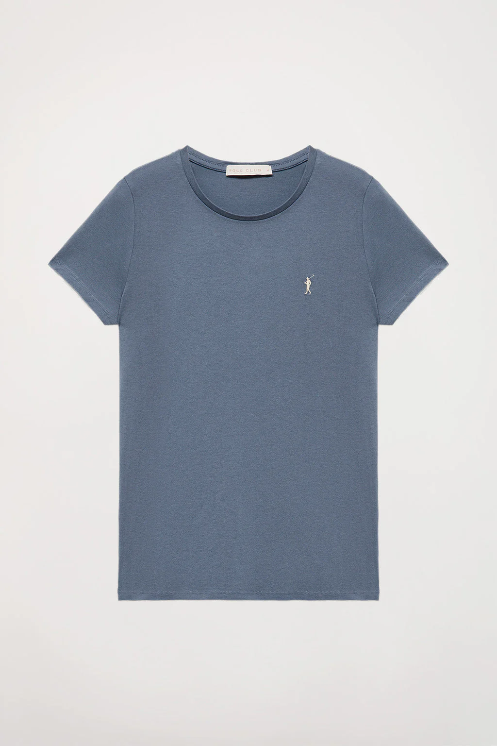 Denim-blue short-sleeve basic T-shirt with Rigby Go logo - Image 8