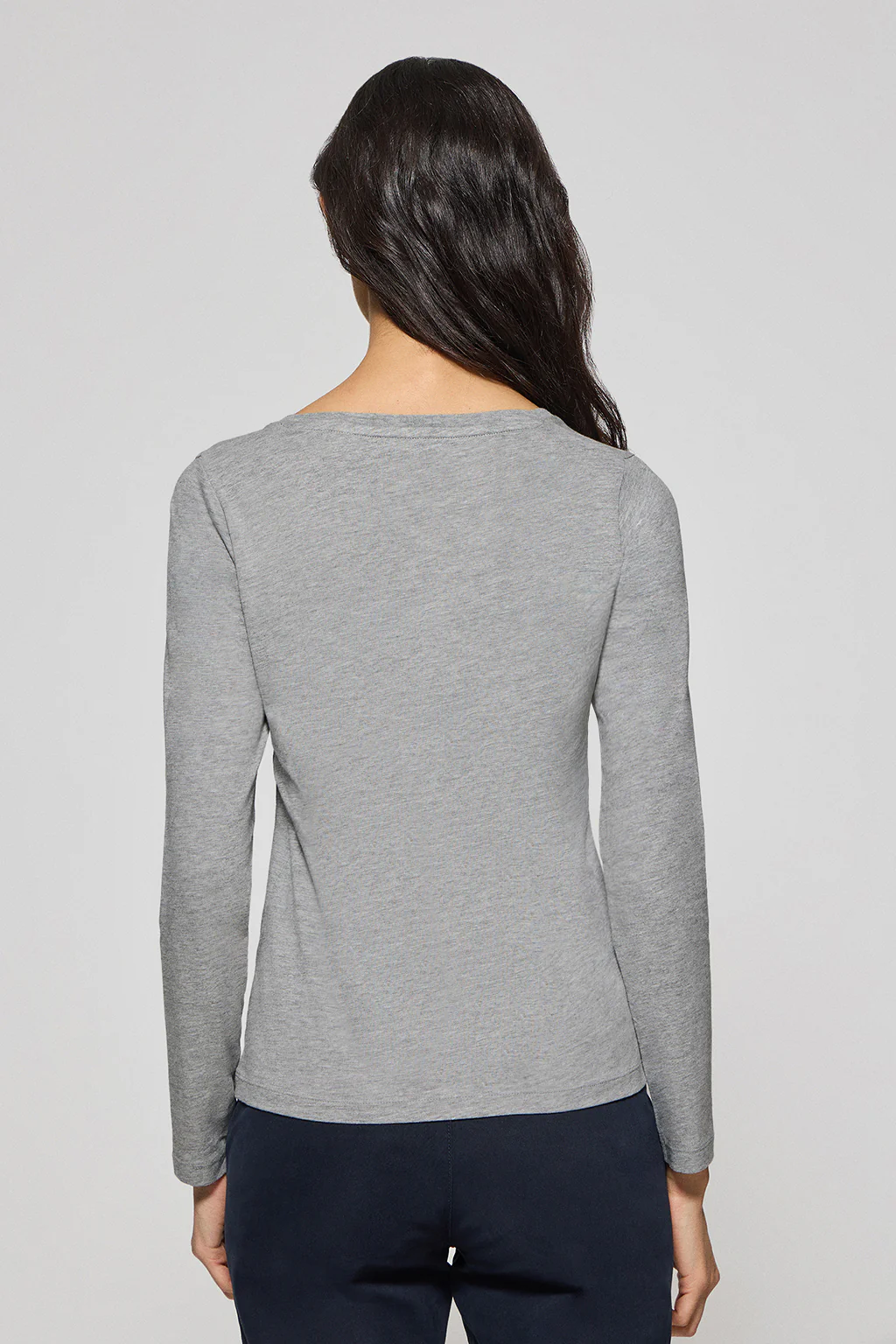 Grey-marl long-sleeve basic T-shirt with Rigby Go logo - Image 2
