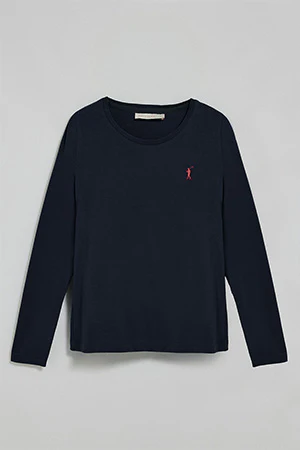 Navy-blue long-sleeve basic T-shirt with Rigby Go logo - Image 9