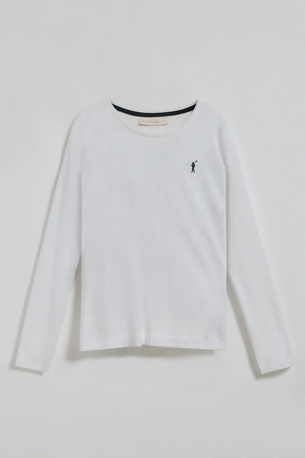 White long-sleeve basic T-shirt with Rigby Go logo - Image 8