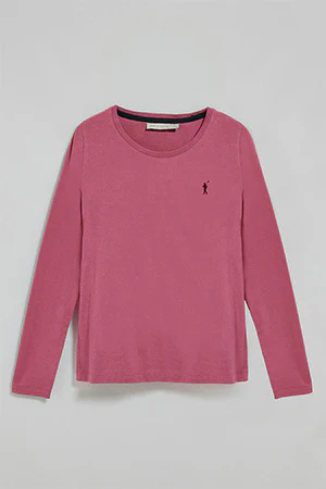 Wine-pink long-sleeve basic T-shirt with Rigby Go logo - Image 9