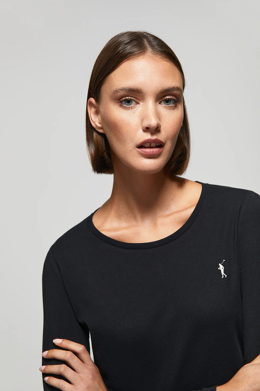 Black long-sleeve T-shirt with Rigby Go logo - Image 2