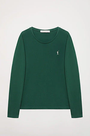 Bottle-green long-sleeve basic tee with Rigby Go logo - Image 10