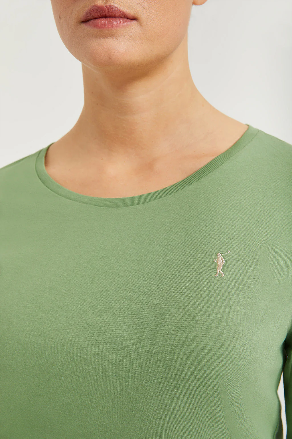 Mud-green long-sleeve basic T-shirt with Rigby Go logo - Image 3
