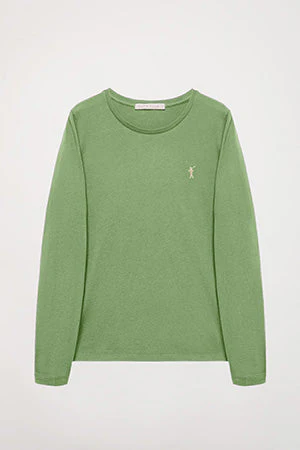 Mud-green long-sleeve basic T-shirt with Rigby Go logo - Image 7