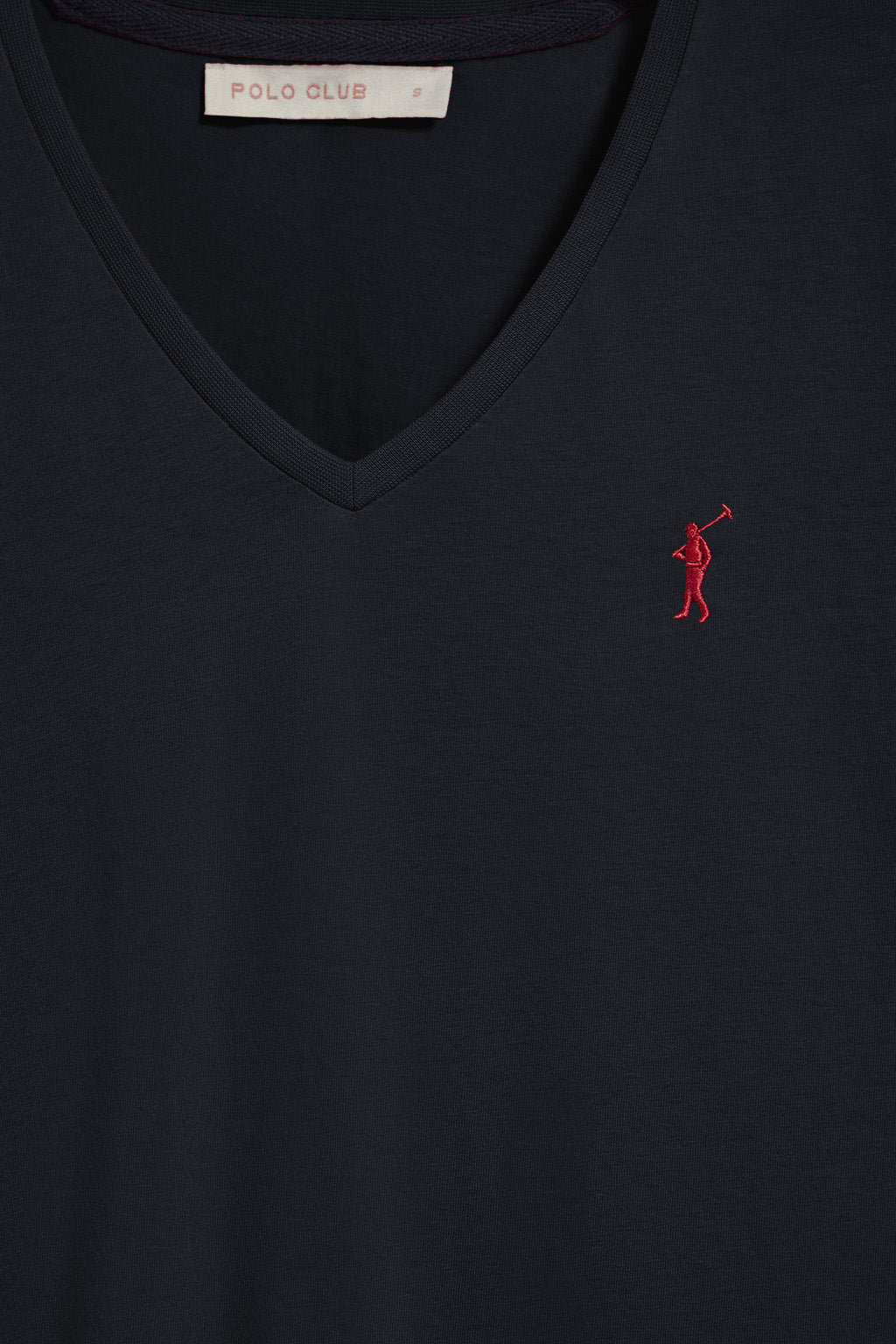Navy V-neck short-sleeve tee with Rigby Go embroidery - Image 6