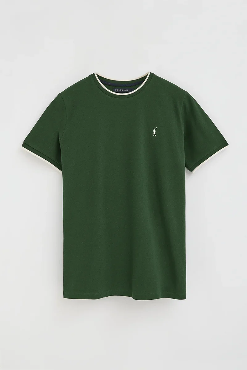 Bottle-green pique T-shirt with Rigby Go logo - Image 10