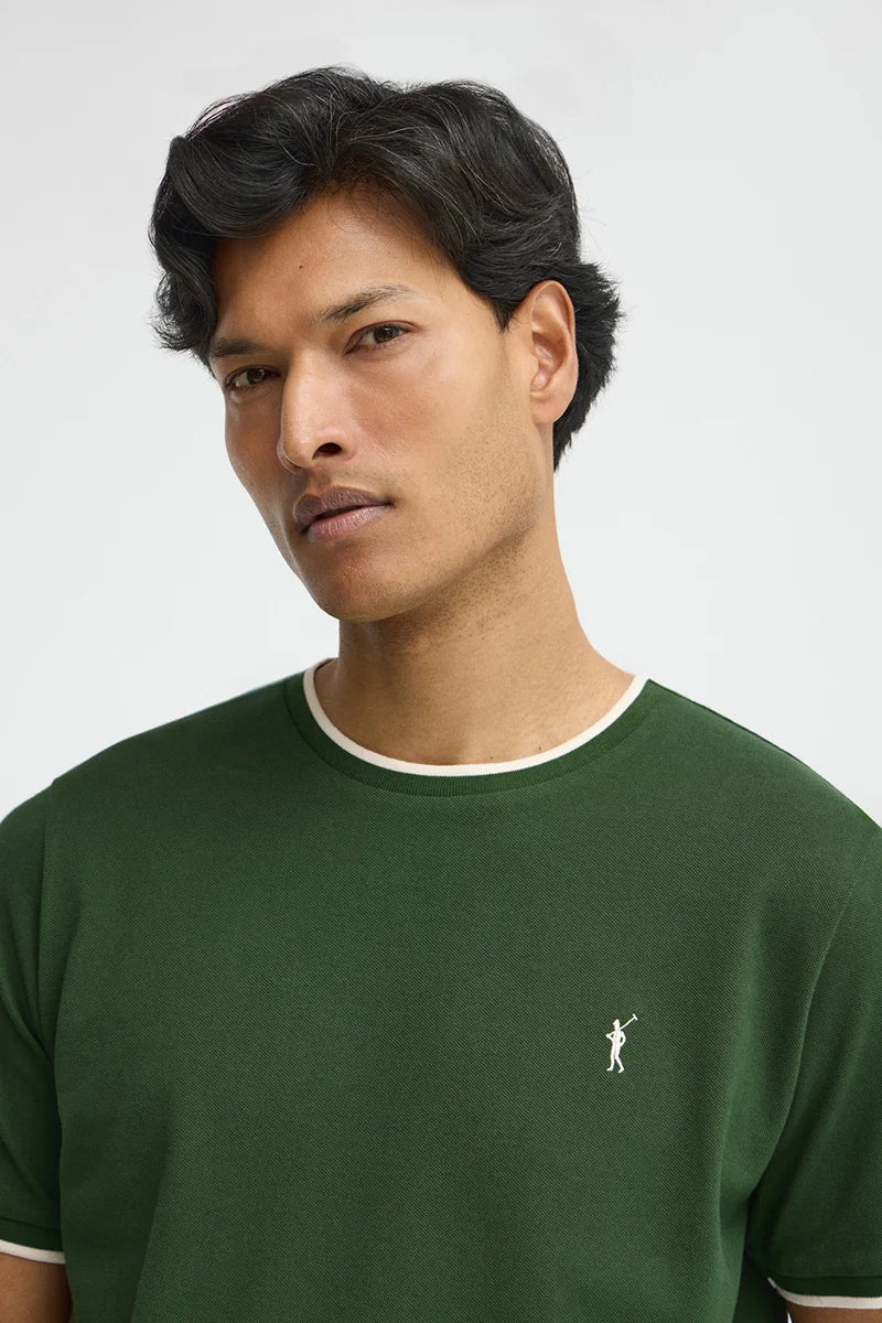Bottle-green pique T-shirt with Rigby Go logo - Image 2