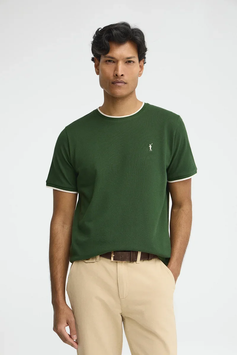 Bottle-green pique T-shirt with Rigby Go logo - Image 3