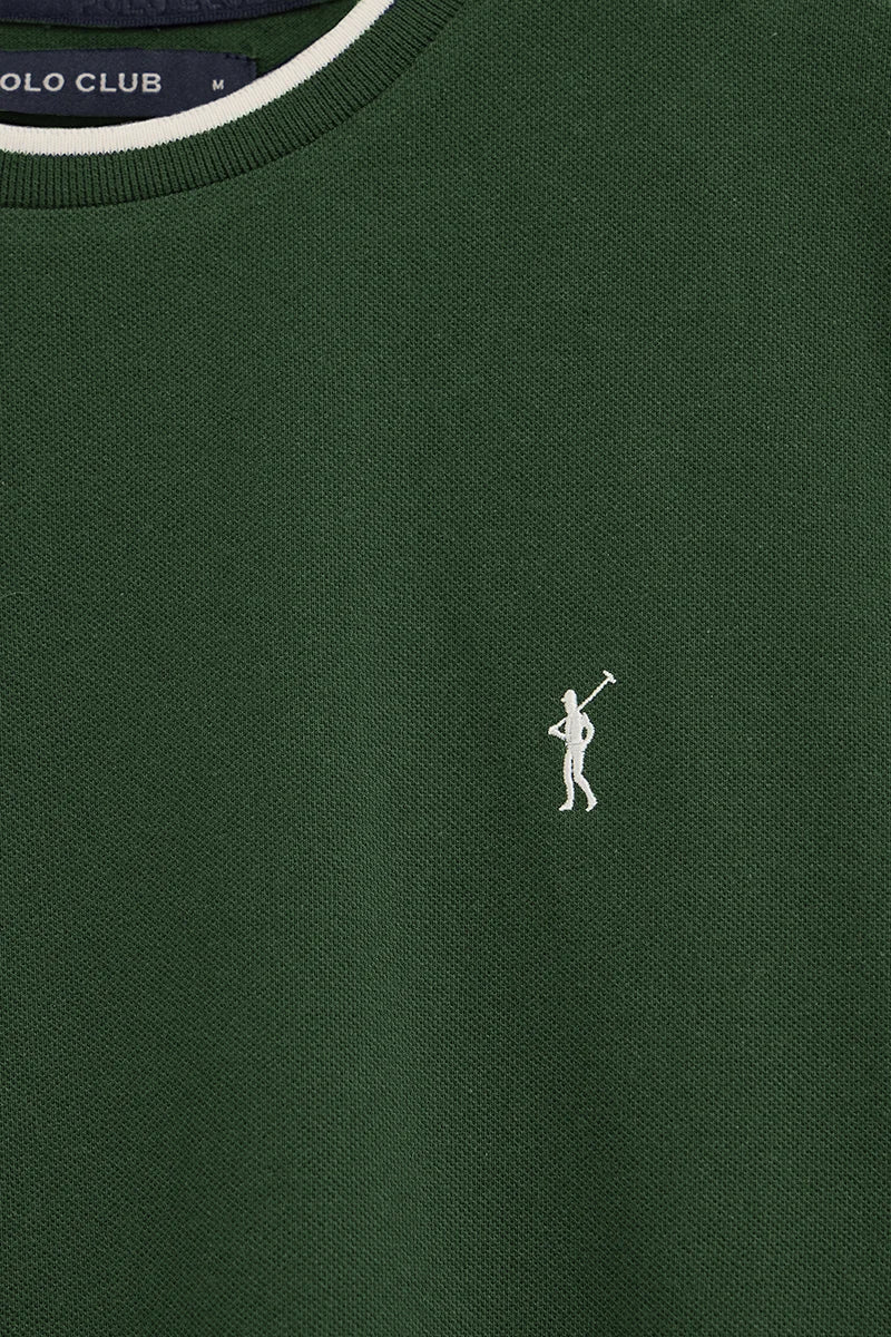 Bottle-green pique T-shirt with Rigby Go logo - Image 7