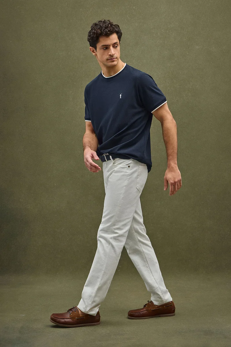 Navy-blue pique T-shirt with Rigby Go logo