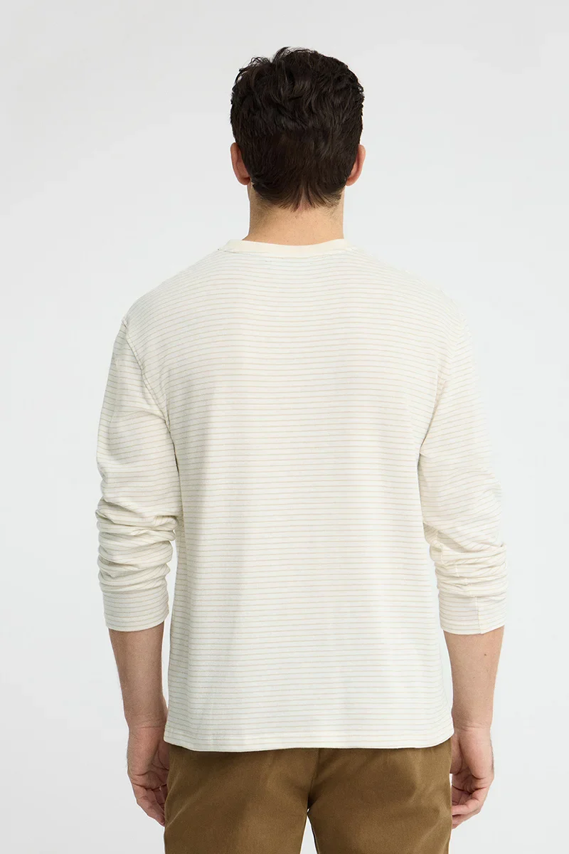 Striped long-sleeve T-shirt in nude and beige with Rigby Go embroidery - Image 5