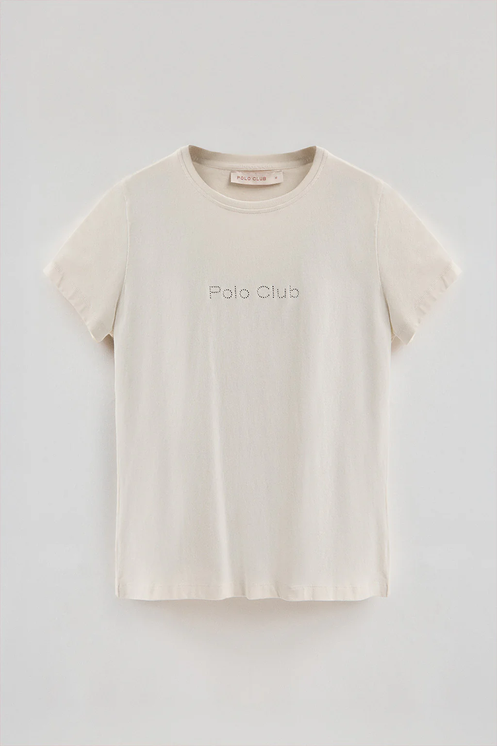 Nude short-sleeve T-shirt with Polo Club rhinestones - Image 6