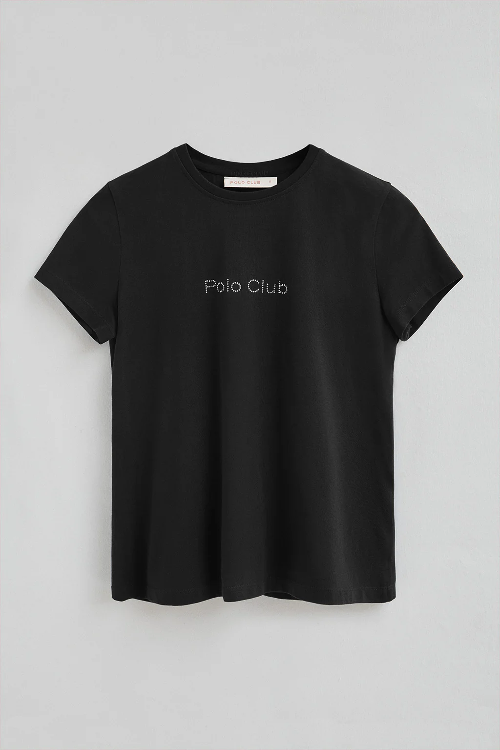 Black short-sleeve T-shirt with Polo Club rhinestones - Image 9