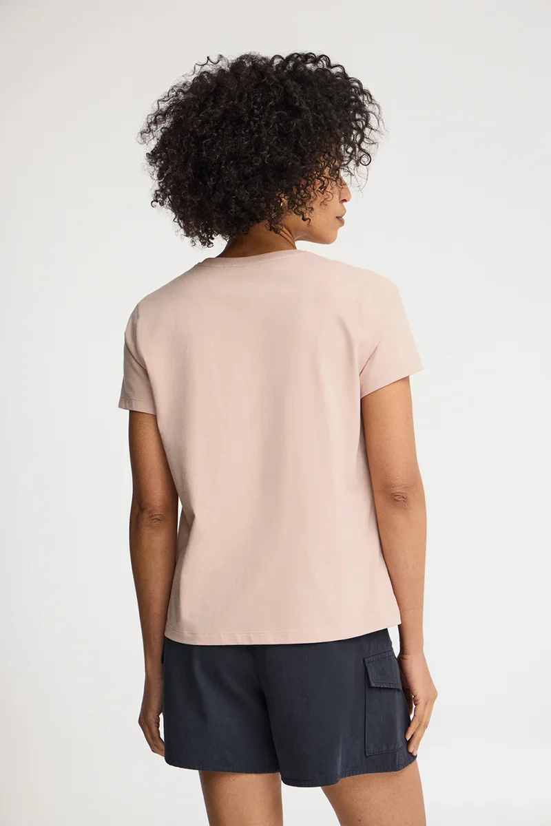 Blush-pink short-sleeve straight-fit T-shirt with Polo Club rhinestones - Image 5