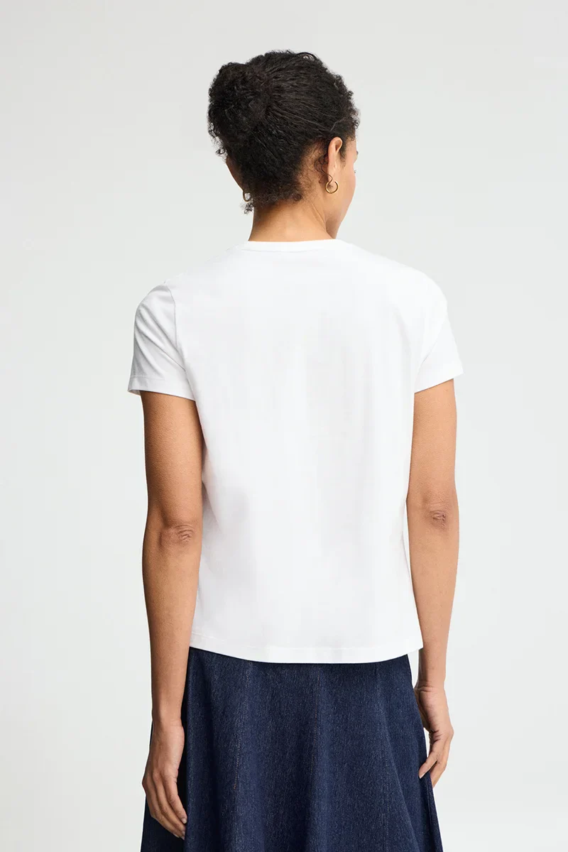 White short-sleeve straight-fit T-shirt with Polo Club rhinestones - Image 5