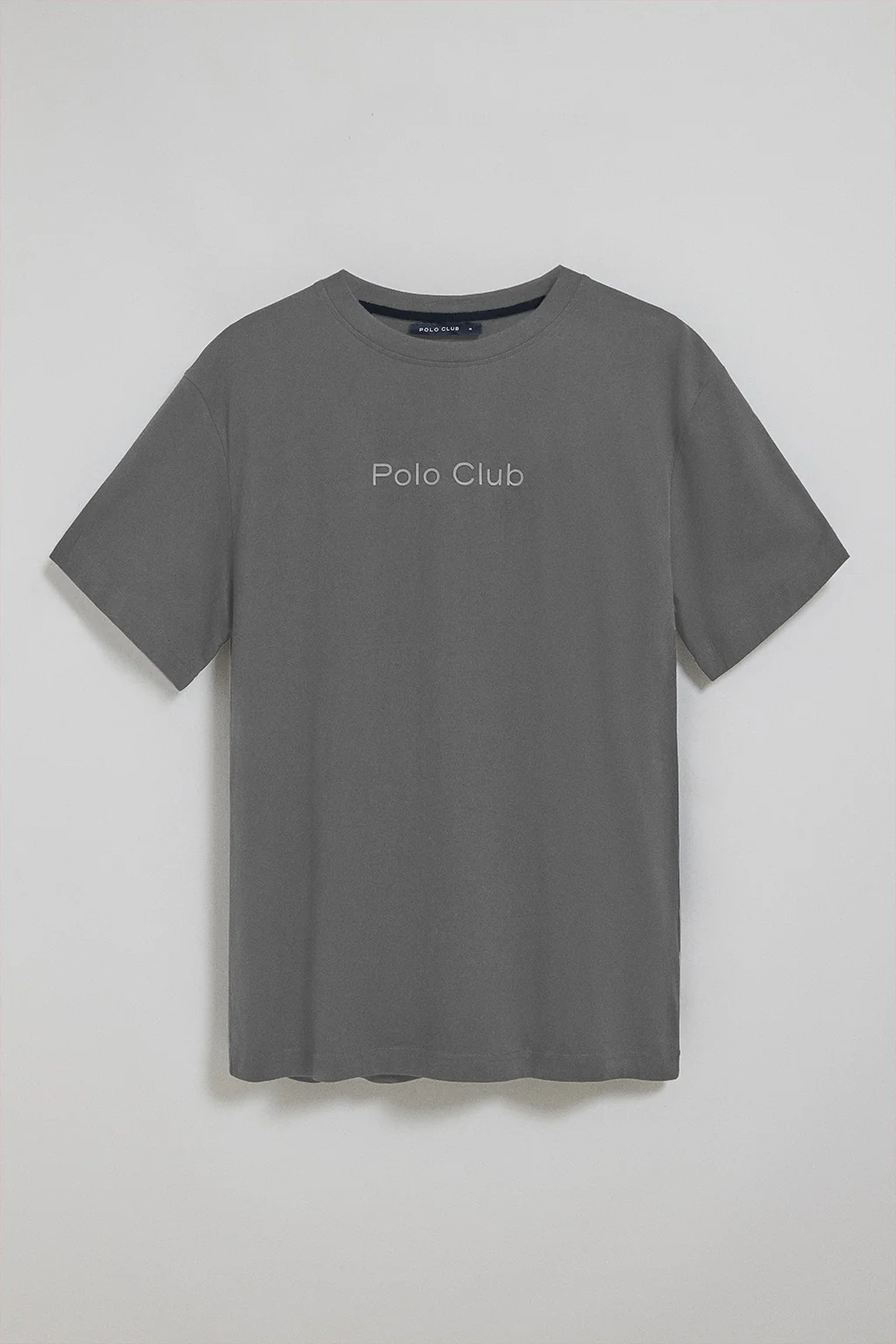 Asphalt-grey round-neck short-sleeve tee with Polo Club logo - Image 4