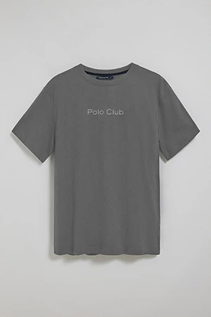 Asphalt-grey round-neck short-sleeve tee with Polo Club logo - Image 5