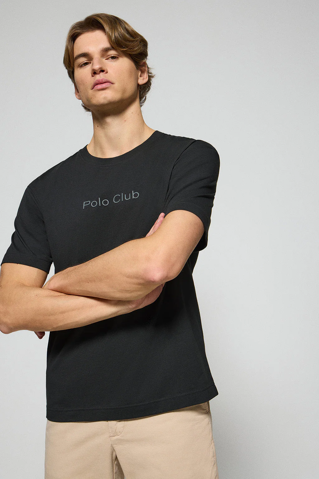 Black round-neck short-sleeve tee with Polo Club logo - Image 2