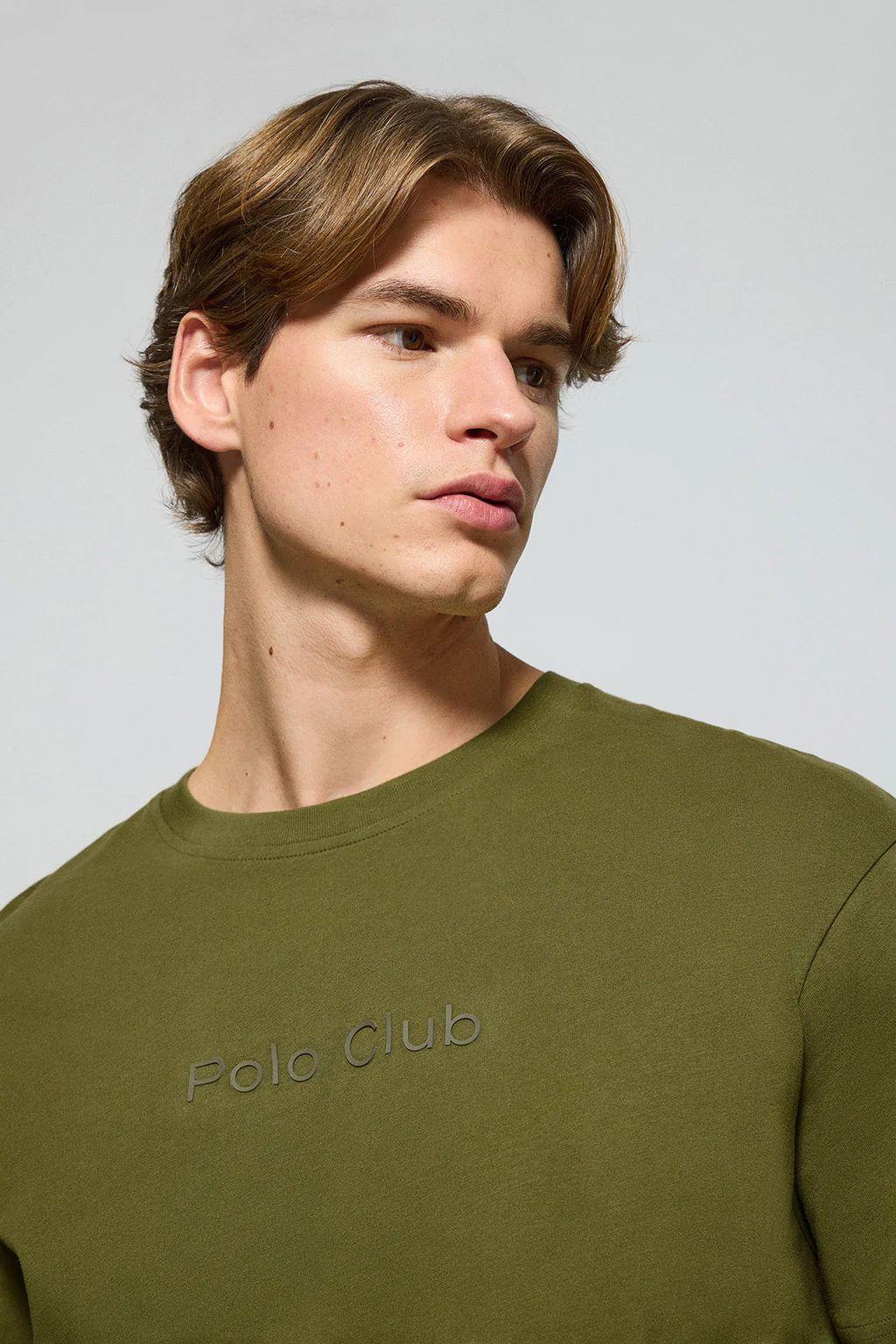 Khaki round-neck short-sleeve tee with Polo Club logo - Image 3