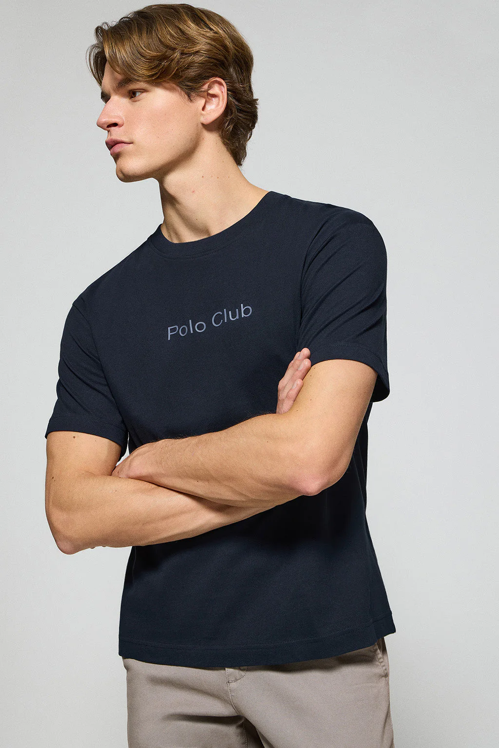 Navy-blue round-neck short-sleeve tee with Polo Club logo - Image 2