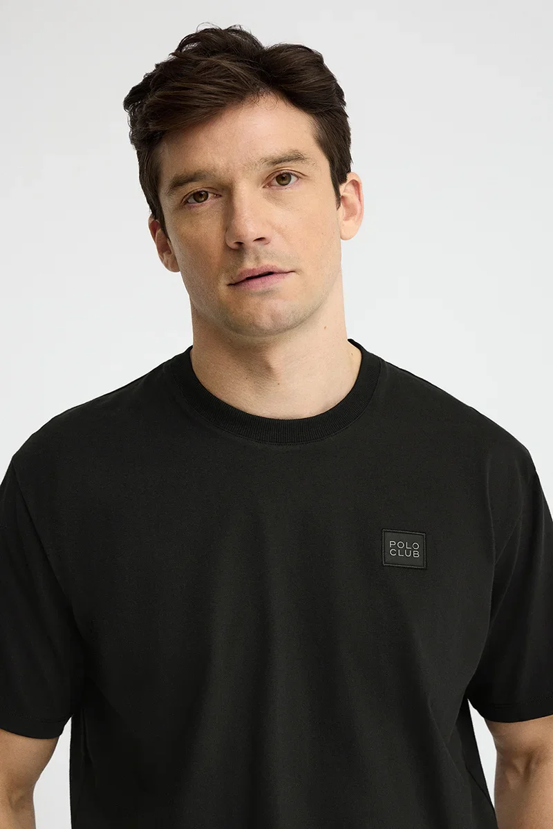 Black loose-fit T-shirt with Polo Club patch - Image 3