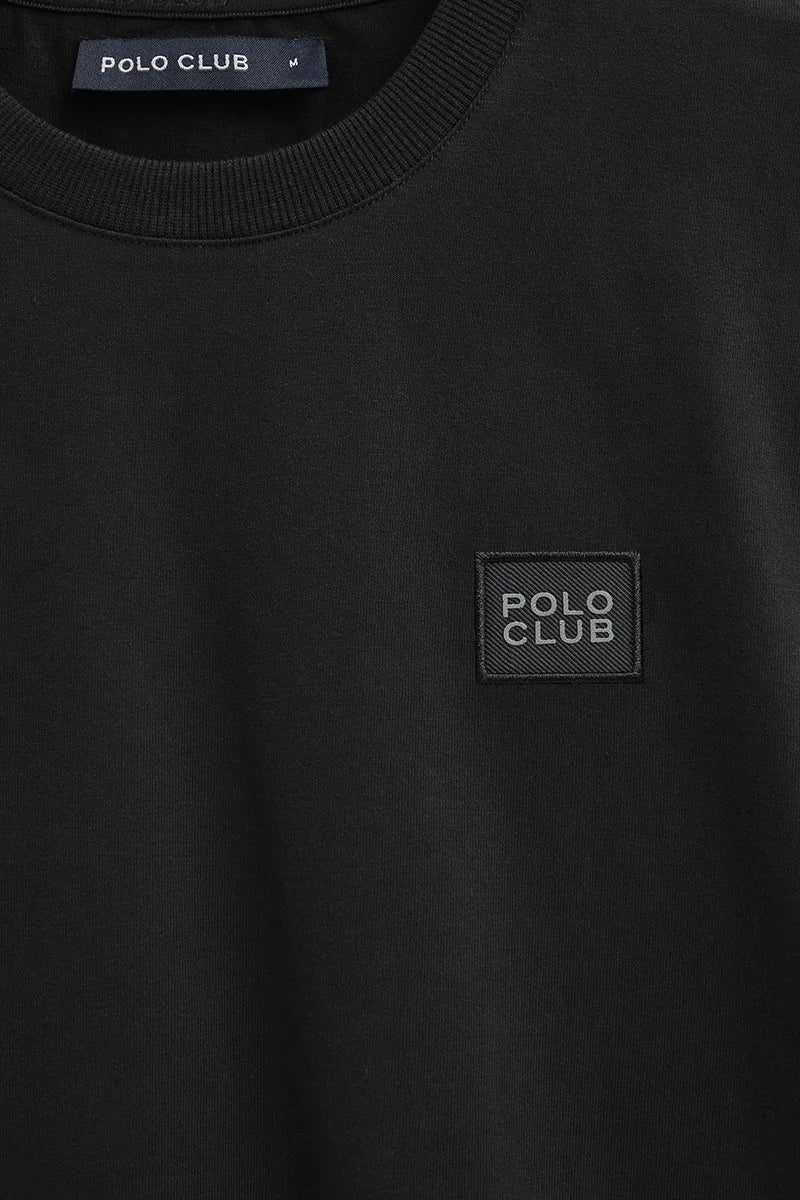 Black loose-fit T-shirt with Polo Club patch - Image 7