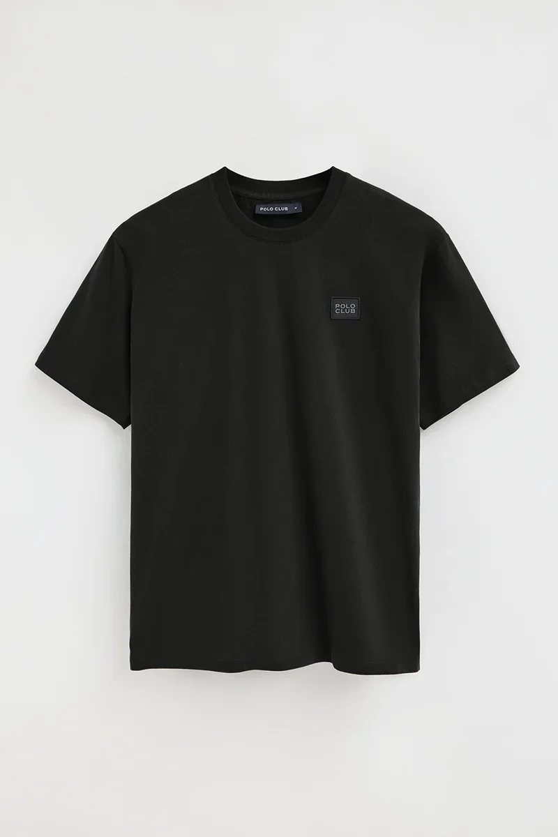 Black loose-fit T-shirt with Polo Club patch - Image 9