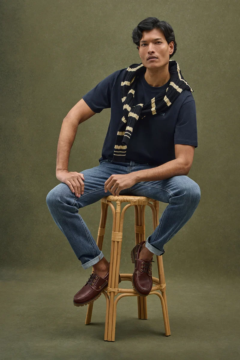 Navy-blue loose-fit T-shirt with Polo Club patch - Image 2