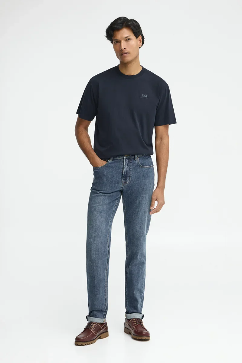 Navy-blue loose-fit T-shirt with Polo Club patch - Image 4