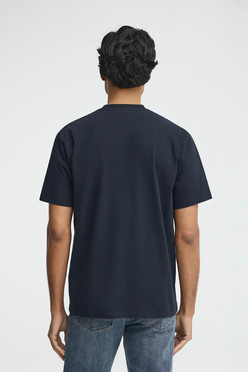 Navy-blue loose-fit T-shirt with Polo Club patch - Image 5