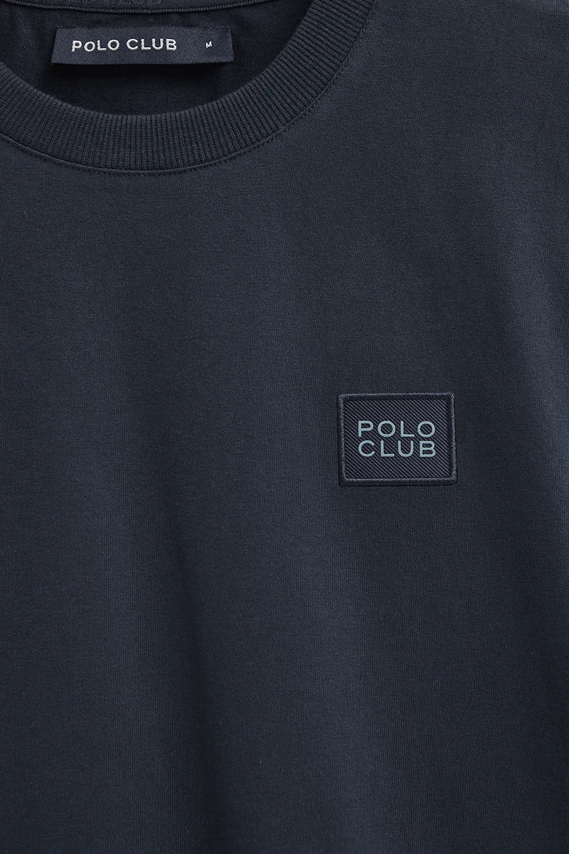 Navy-blue loose-fit T-shirt with Polo Club patch - Image 7