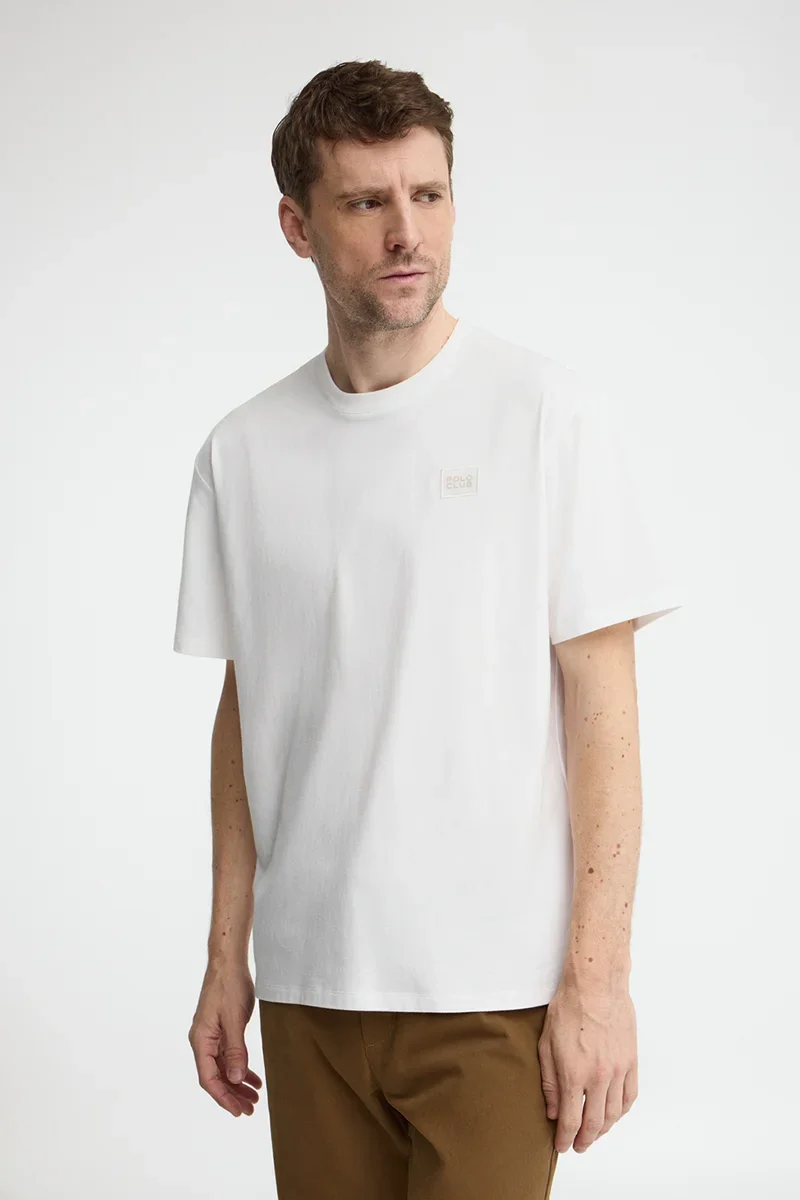 White loose-fit T-shirt with Polo Club patch