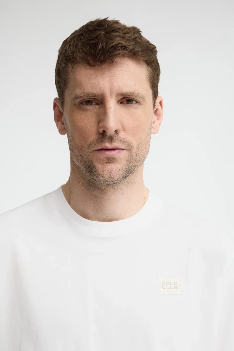 White loose-fit T-shirt with Polo Club patch - Image 3