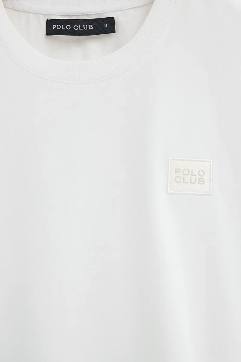 White loose-fit T-shirt with Polo Club patch - Image 7