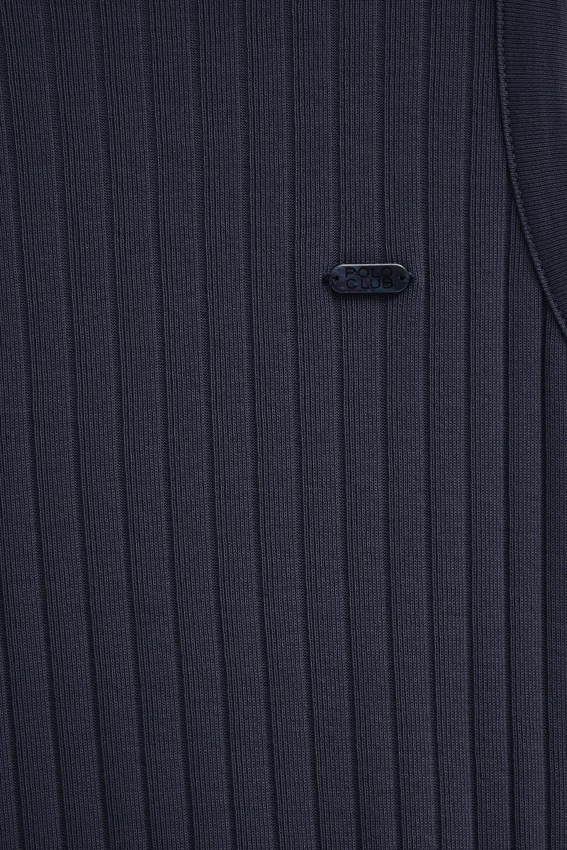 Navy-blue sleeveless ribbed T-shirt with V-neck and Polo Club logo - Image 7