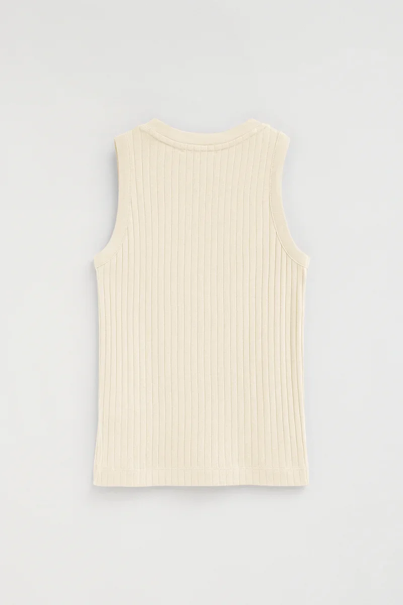 Nude sleeveless ribbed T-shirt with V-neck and Polo Club logo - Image 8