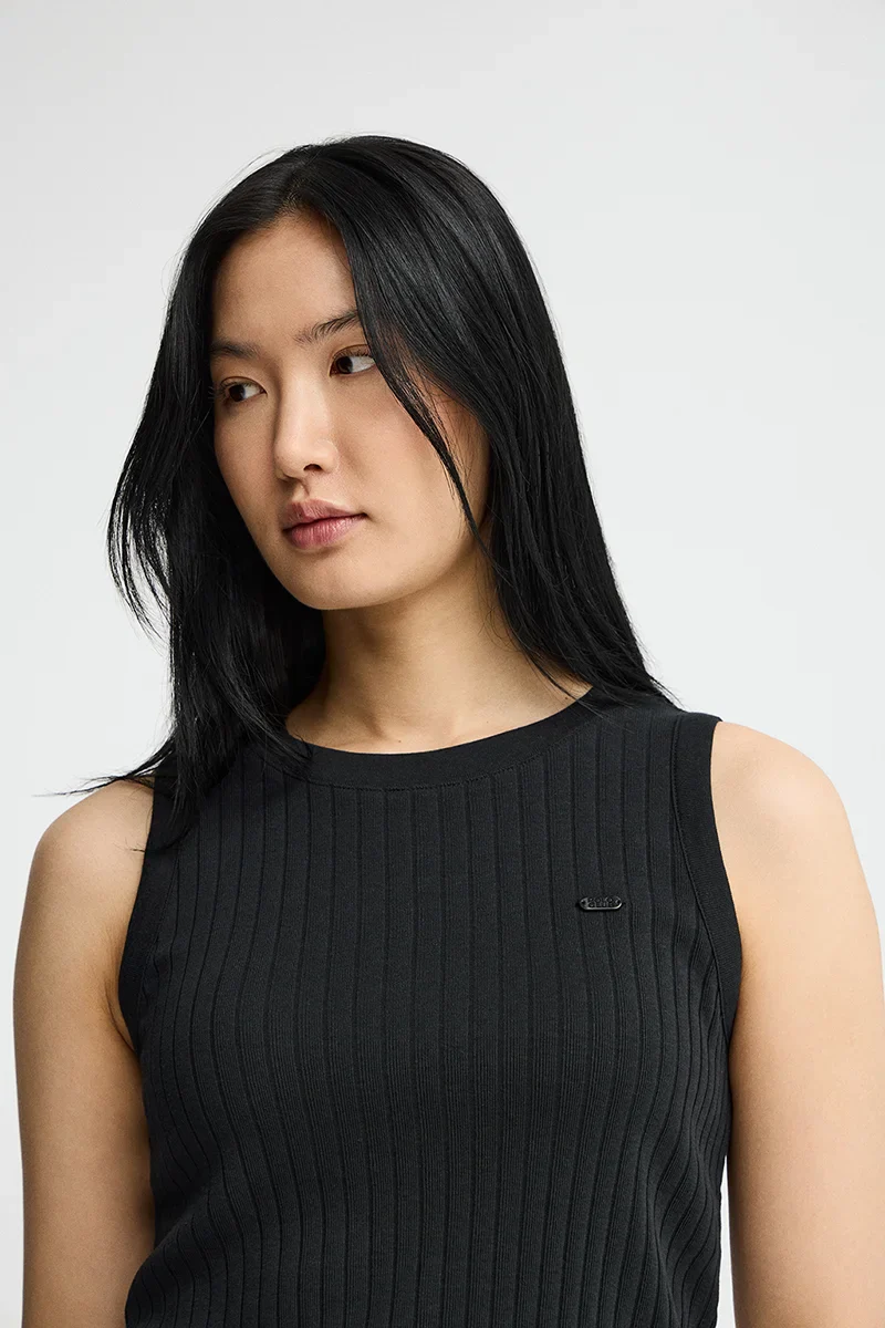 Black sleeveless ribbed T-shirt with Polo Club logo - Image 3