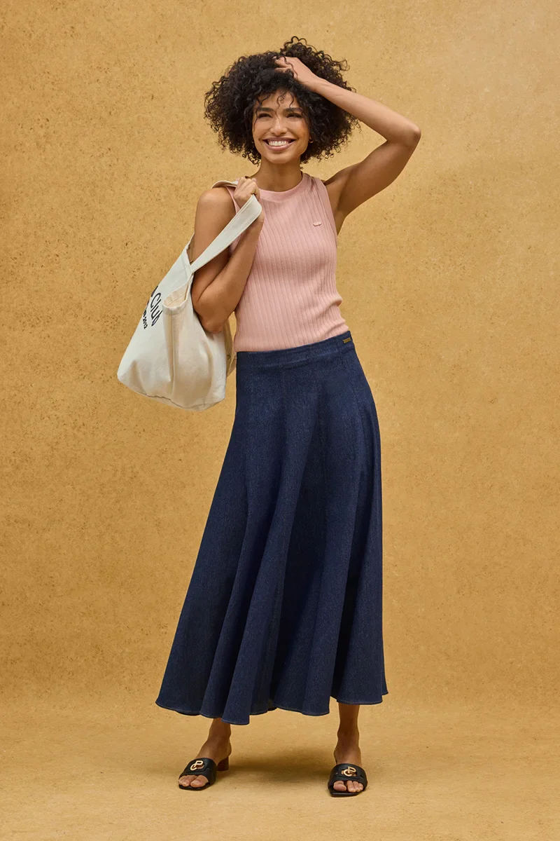 Pale-pink sleeveless ribbed T-shirt with Polo Club logo