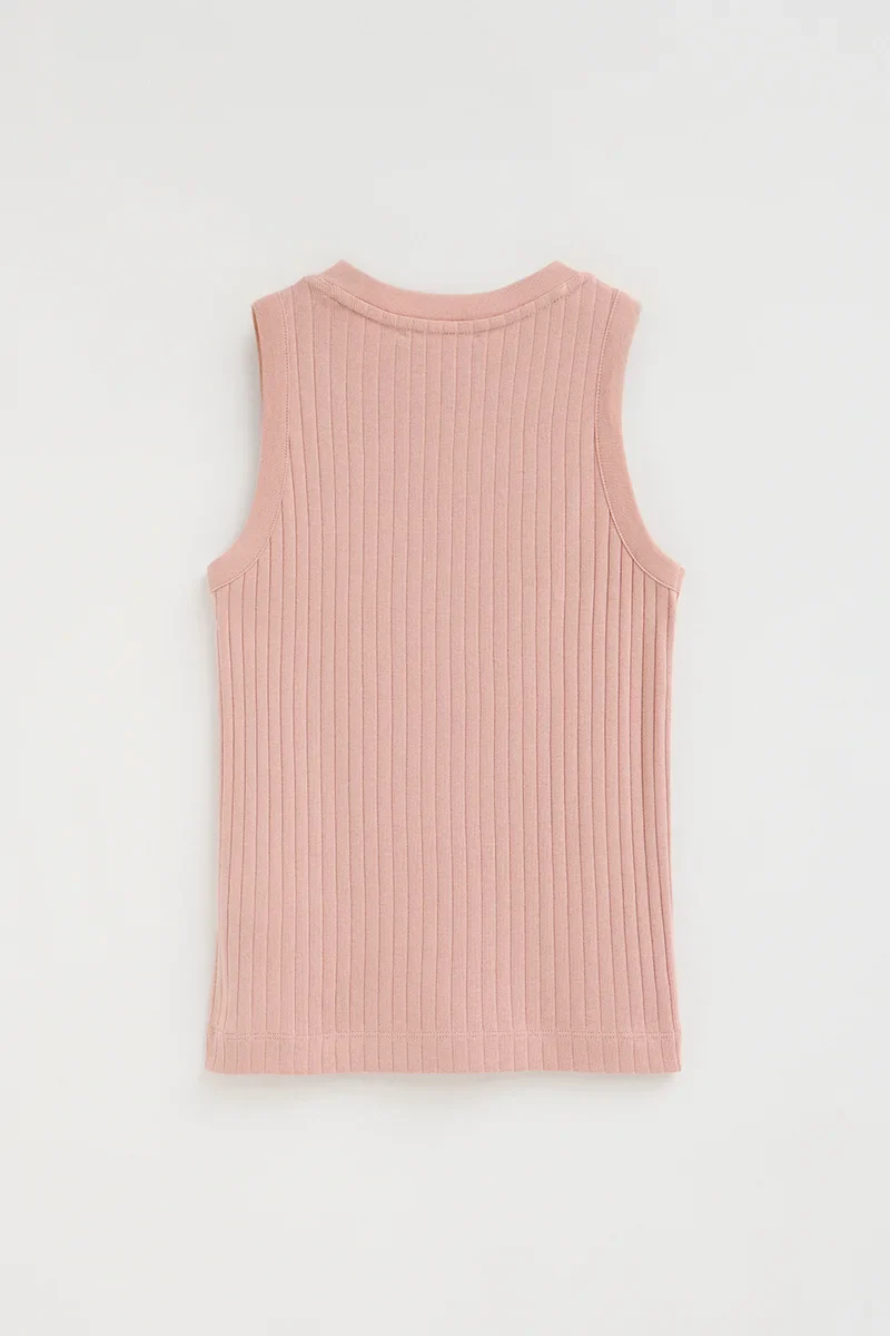 Pale-pink sleeveless ribbed T-shirt with Polo Club logo - Image 8