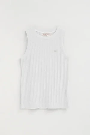 White sleeveless ribbed T-shirt with Polo Club logo - Image 10