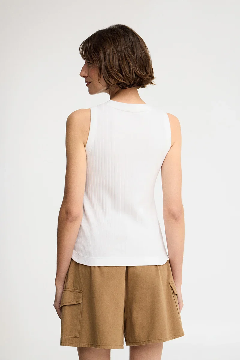 White sleeveless ribbed T-shirt with Polo Club logo - Image 5