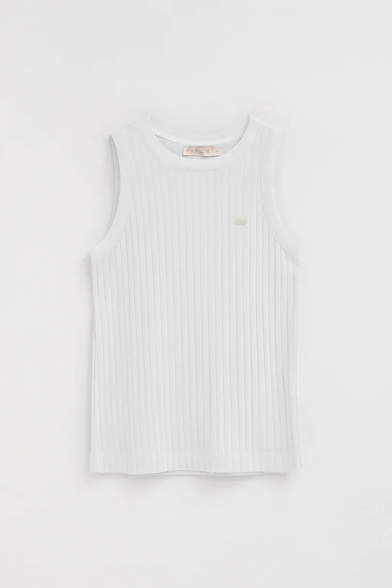 White sleeveless ribbed T-shirt with Polo Club logo - Image 9