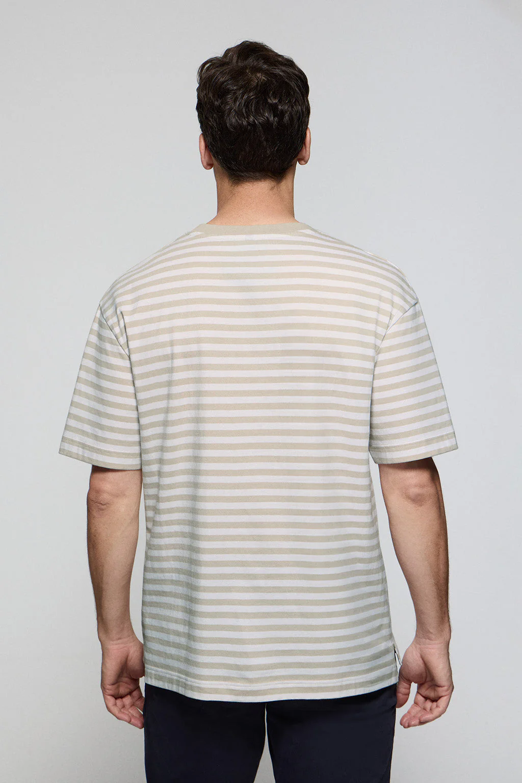 White & beige striped sailor Timothee tee with Polo Club detail - Image 5