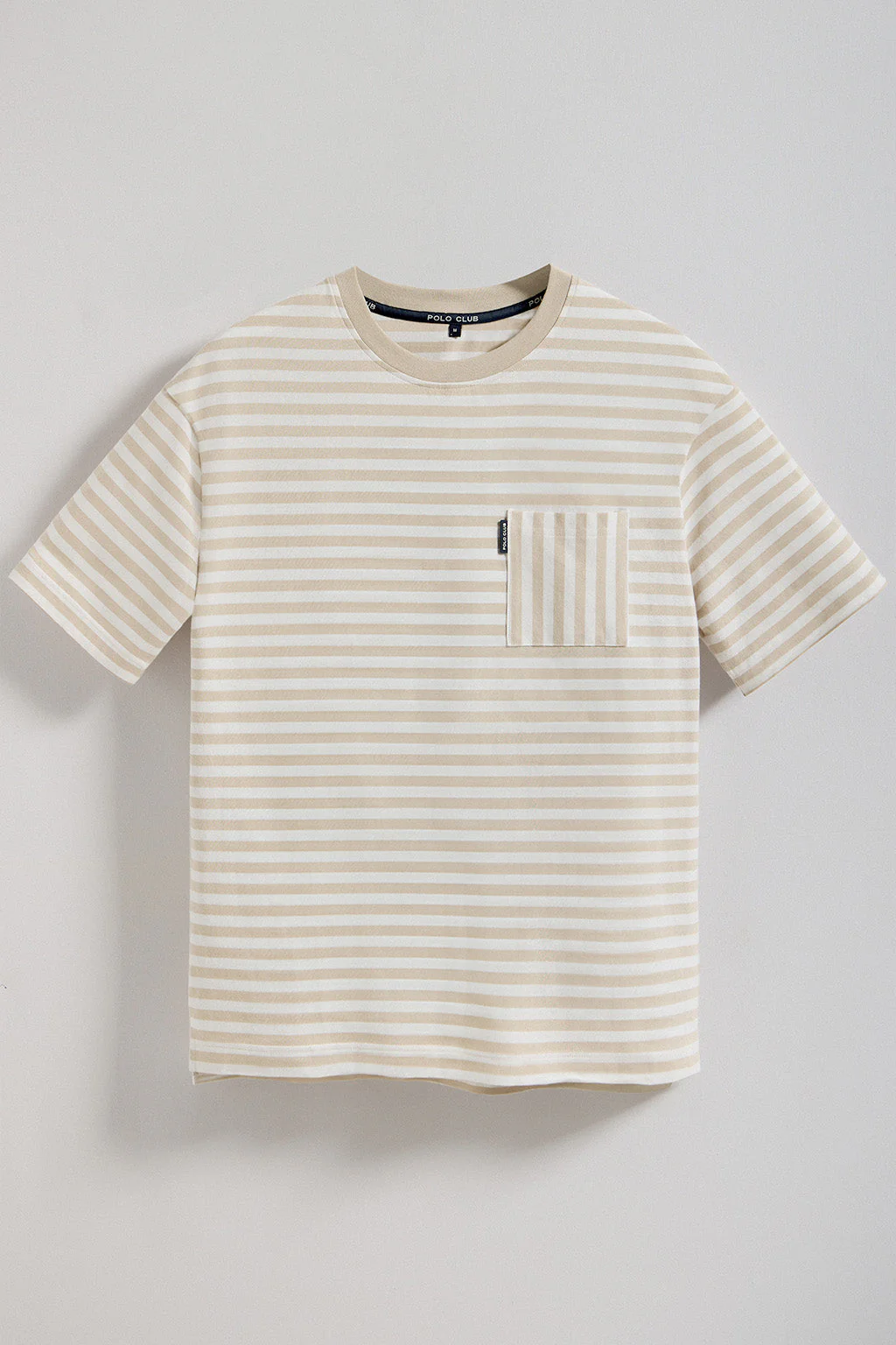 White & beige striped sailor Timothee tee with Polo Club detail - Image 6