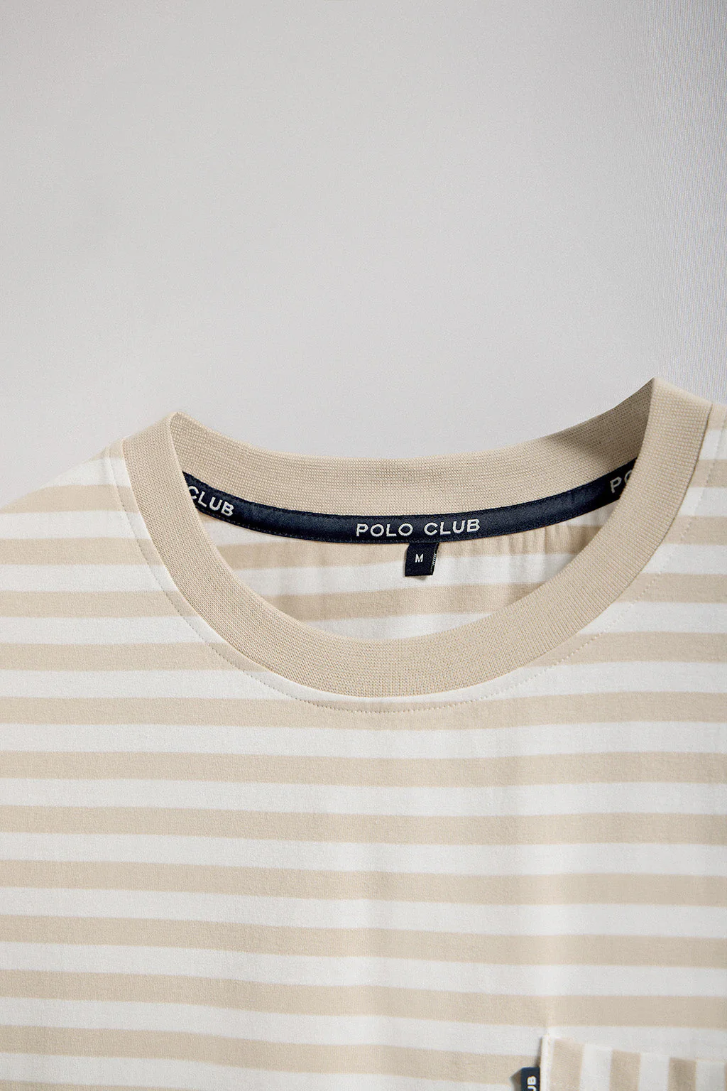 White & beige striped sailor Timothee tee with Polo Club detail - Image 7